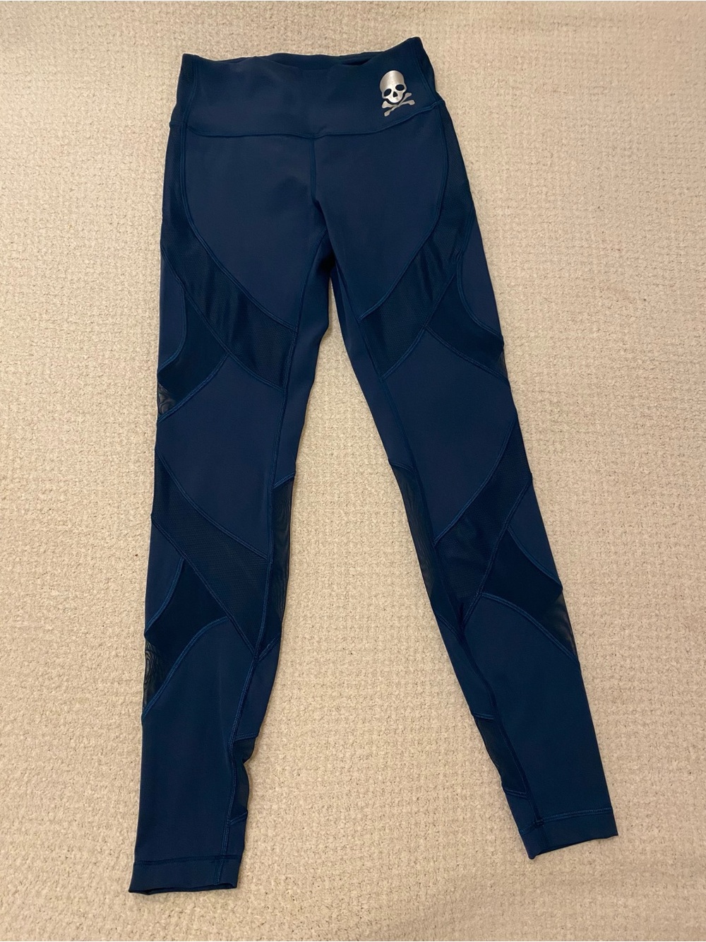 Lululemon Women's Mesh Panel Workout Leggings - Navy Size 6